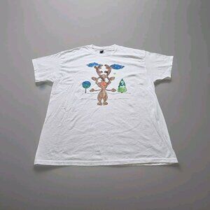 Gildan Mens T Shirt XL White XMas Rudolph The Red Nosed Reindeer Heavy Cotton